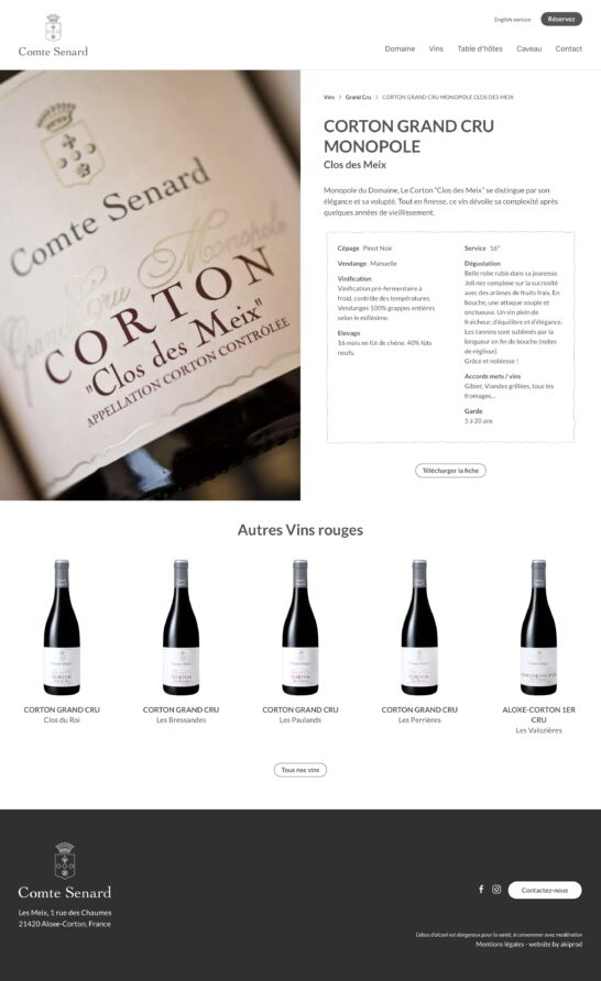 CORTON GRAND CRU MONOPOLE CLOS DES MEIX – Domaine Comte Senard